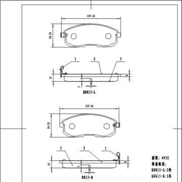 D815 ODON branded front brake pad ceramic car disc brake pad for nissan and suzuki cars